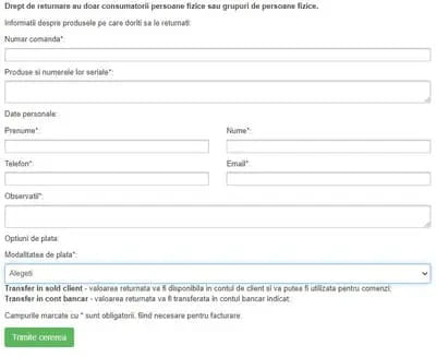formular retur PC Garage